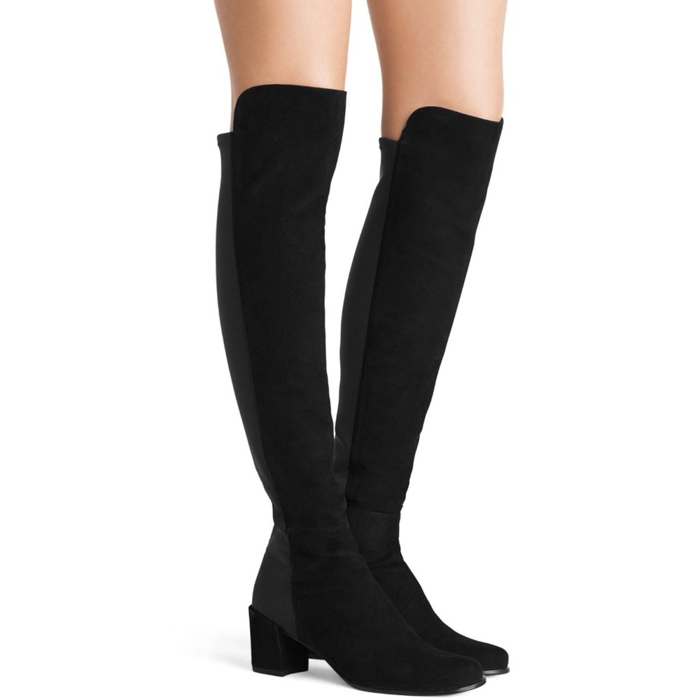 7 STUART WEITZMAN Boots City Block Boots Over the Knee Pull On Stretch Back